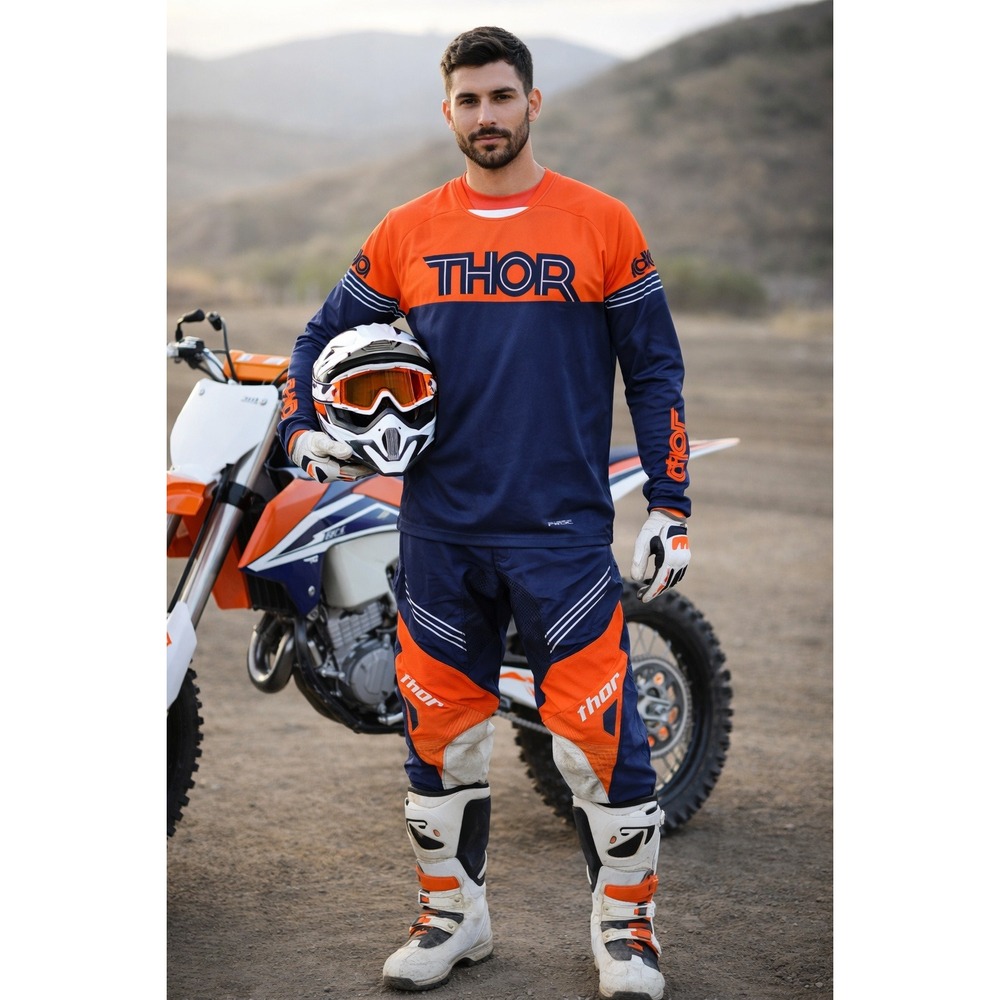 Thor Orange & Navy Men's Motocross Jersey and Pants Set